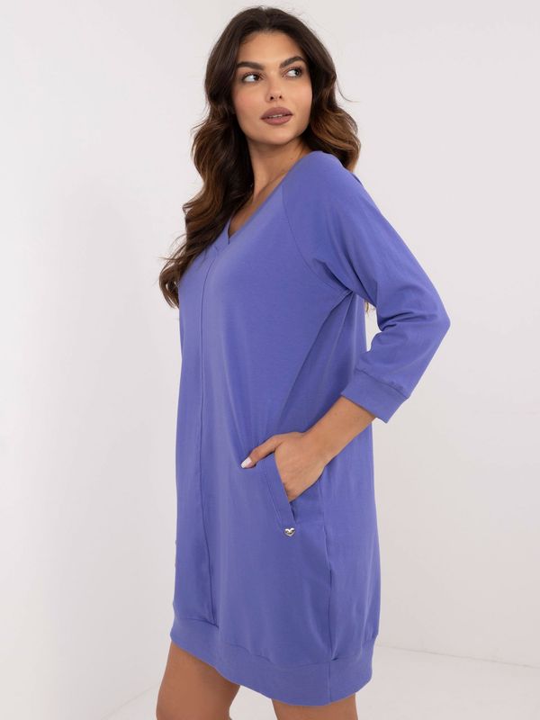 Fashionhunters Purple basic cotton sweatshirt dress BASIC FEEL GOOD