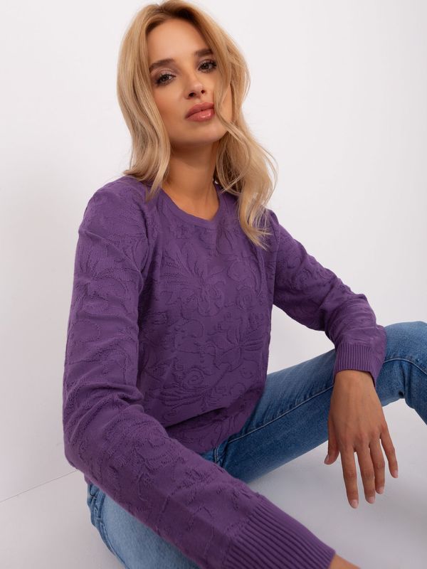 Fashionhunters Purple classic sweater with hems