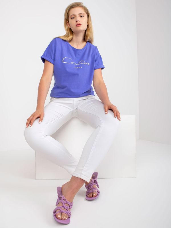 Fashionhunters Purple plus size cotton t-shirt with short sleeves