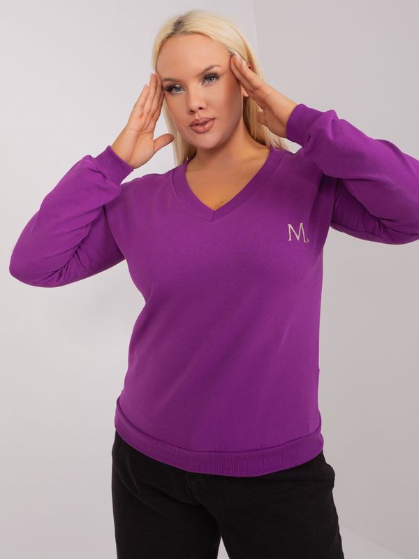 Fashionhunters Purple plus size neckline blouse