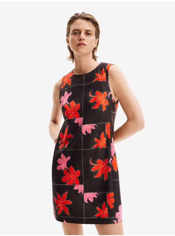 DESIGUAL Red and Black Women's Floral Mini Dress Desigual Houston - Women