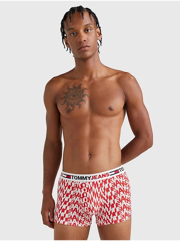 Tommy Hilfiger Red and White Mens Patterned Boxers Tommy Jeans - Men