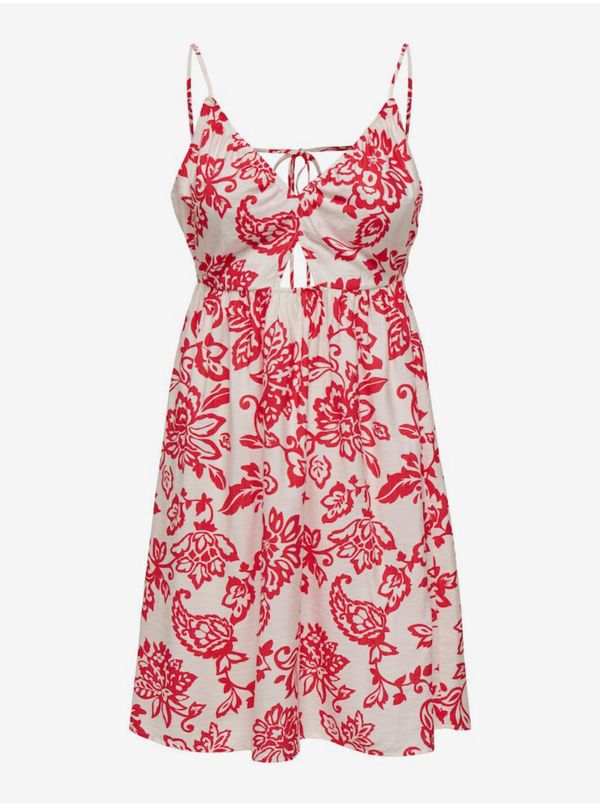 Only Red and White Women's Floral Dress ONLY Kiera - Women