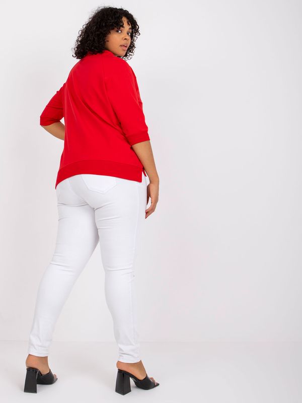 Fashionhunters Red blouse plus size with Rosalie print