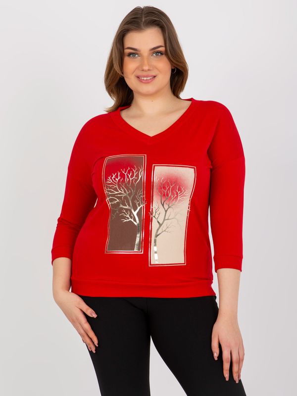 Fashionhunters Red blouse plus sizes for everyday printing
