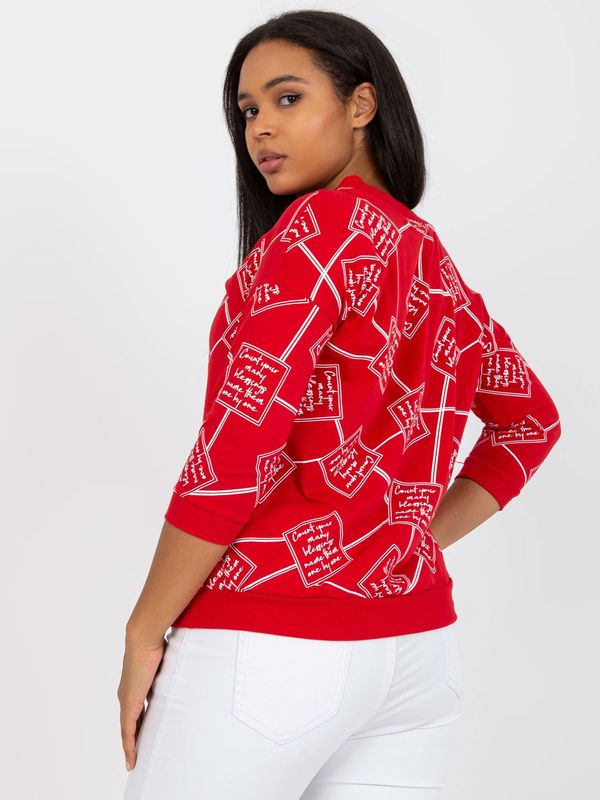 Fashionhunters Red blouse plus sizes with prints