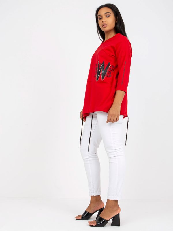 Fashionhunters Red blouse plus sizes with V-neck