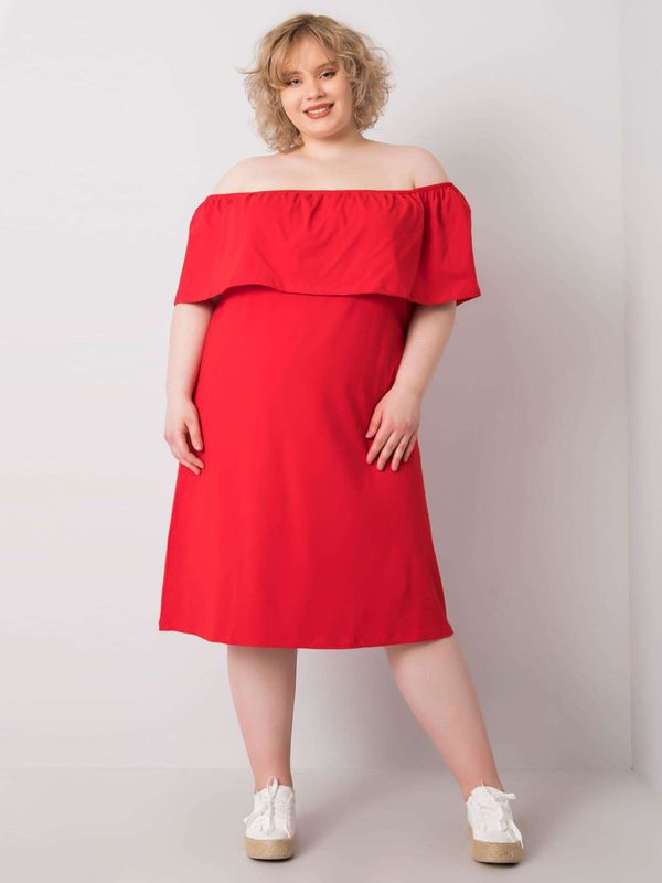 Fashionhunters Red dress plus sizes with Spanish neckline