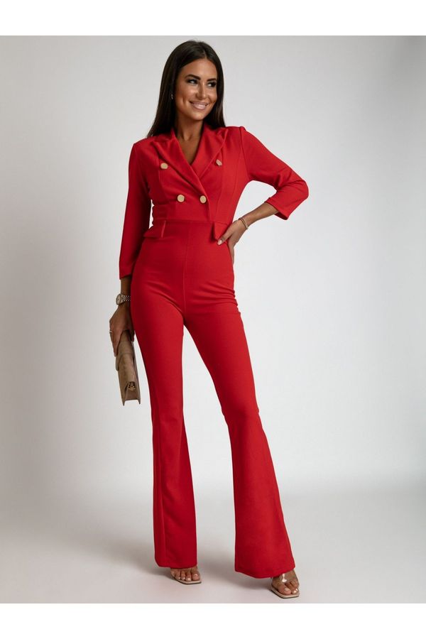 FASARDI Red jumpsuit with wide legs