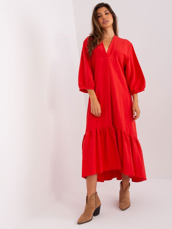 Fashionhunters Red midi dress with frills by ZULUNA