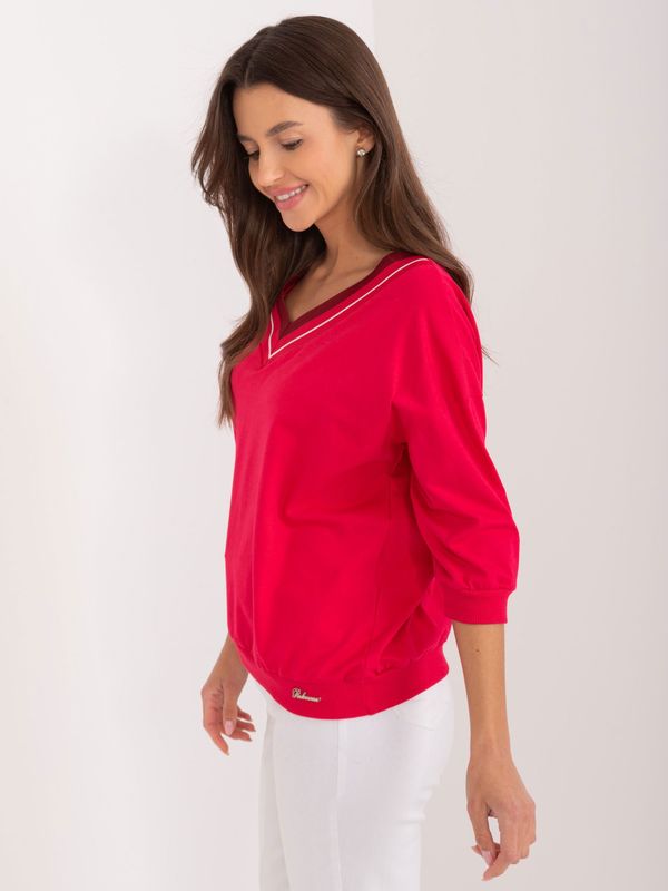 Fashionhunters Red oversize blouse with neckline