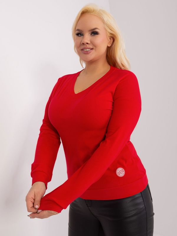 Fashionhunters Red plus size blouse with long sleeves