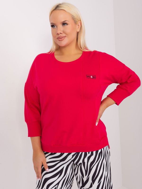 Fashionhunters Red plus size blouse with slits