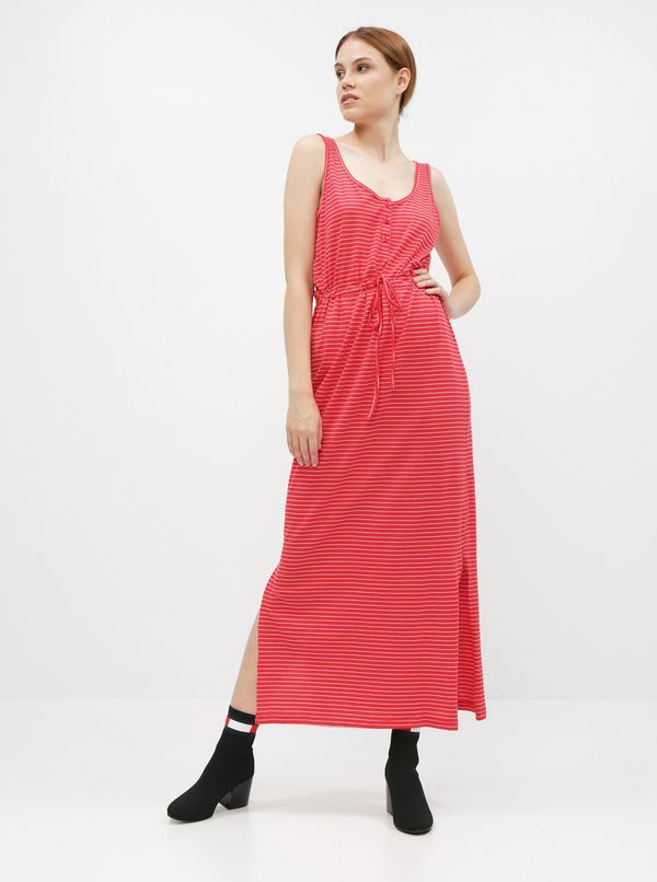 Vero Moda Red striped basic maxi dress with buttons and slits VERO MODA Daina