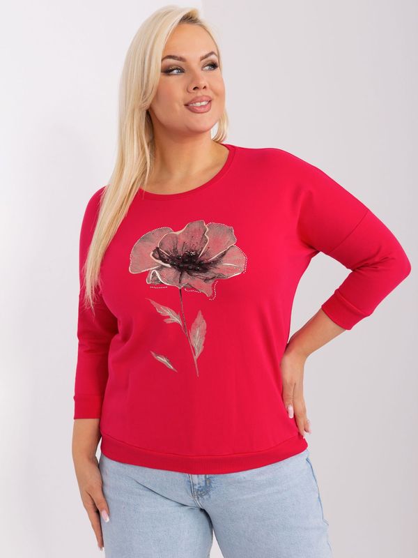 Fashionhunters Red women's plus size blouse with appliqués