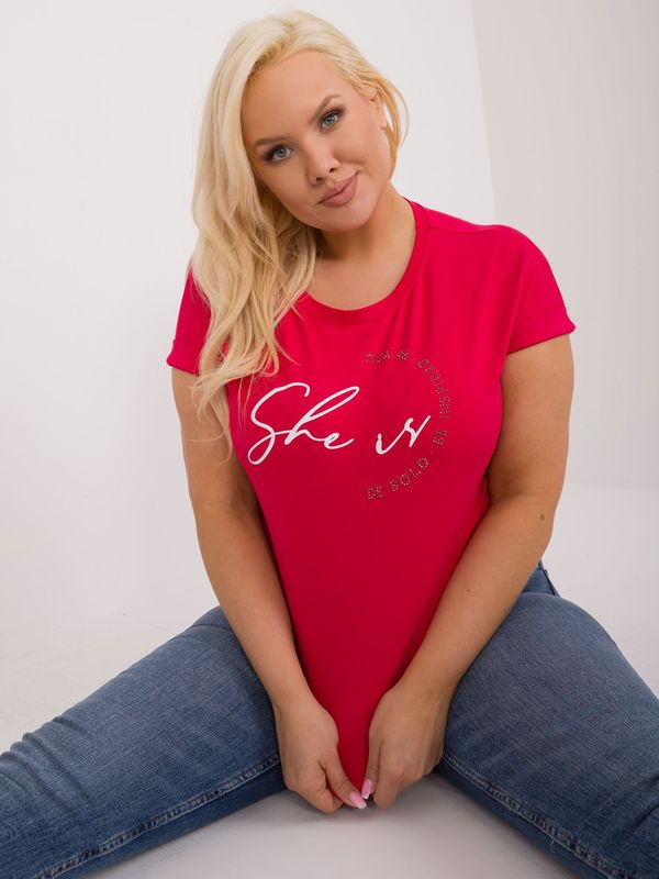 Fashionhunters Red women's plus size T-shirt with inscription