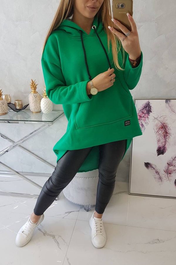 Kesi Reinforced sweatshirt with long back and green hood