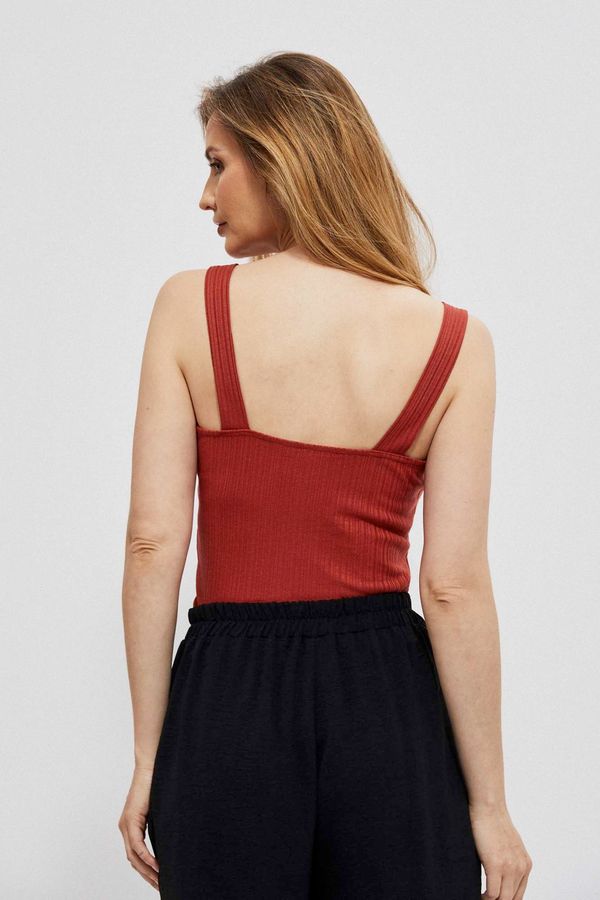 Moodo Ribbed top with wide straps - red