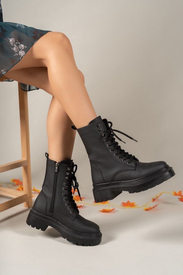Riccon Riccon Extra Matte Black Women's Zippered Boots 0012299