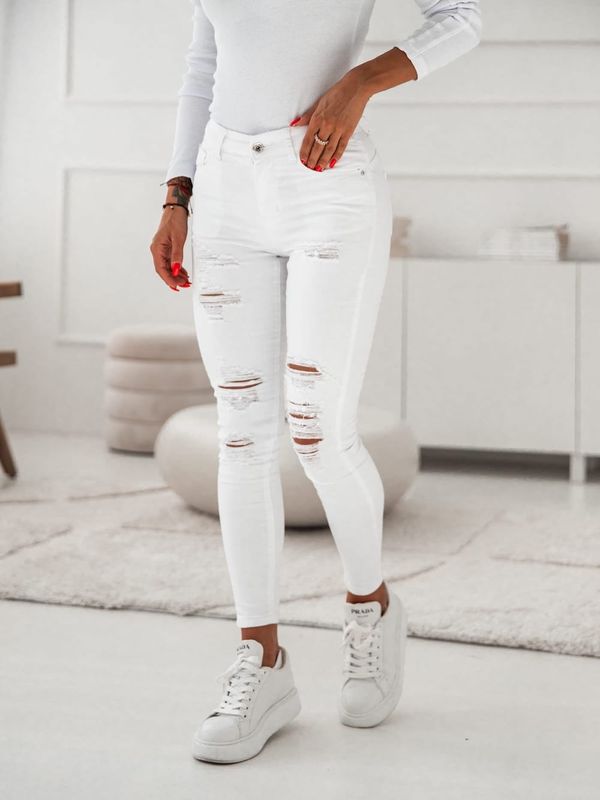 FASARDI Ripped denim jeans in white