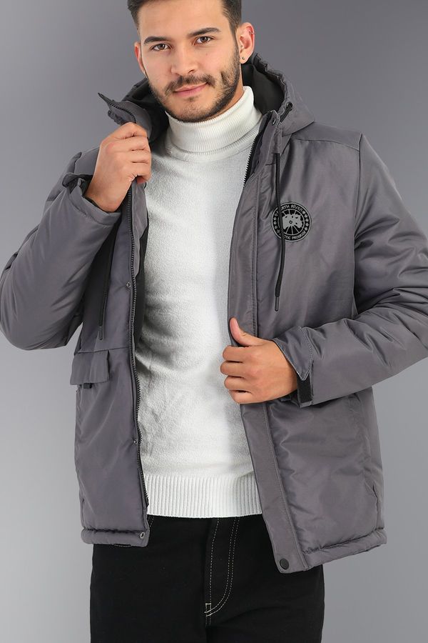 River Club River Club Men's Anthracite Hooded Water And Windproof Fibrous Winter Coats & Parka