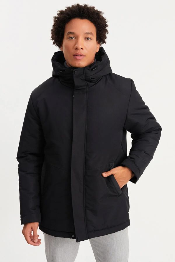 River Club River Club Men's Black Water And Windproof Hooded Winter Jacket & Coat & Parka