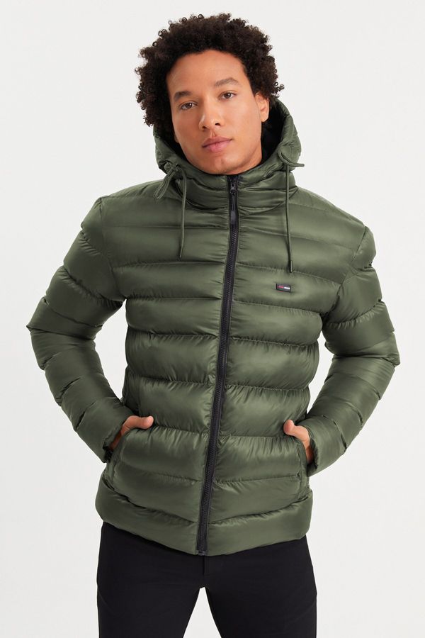 River Club River Club Men's Khaki Thick Lined Water And Windproof Hooded Winter Puffer Coats