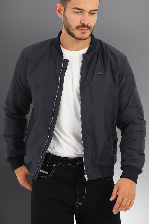 River Club River Club Men's Navy Blue Water And Windproof Inner Quilted Fiber Sports Jacket