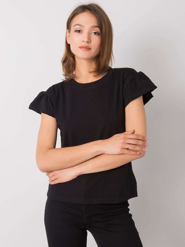 Fashionhunters RUE PARIS Black cotton blouse