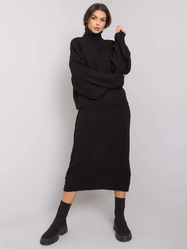 Fashionhunters RUE PARIS Black women's knitted set