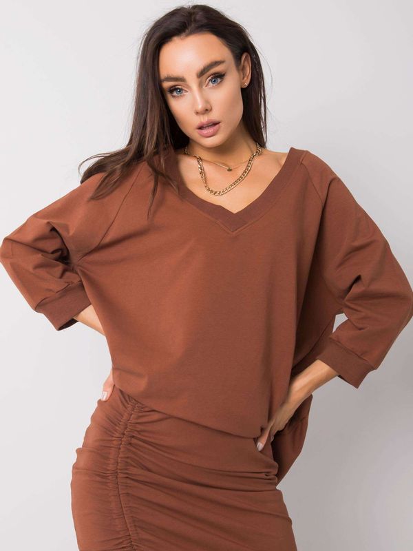 Fashionhunters RUE PARIS Brown oversized sweatshirt