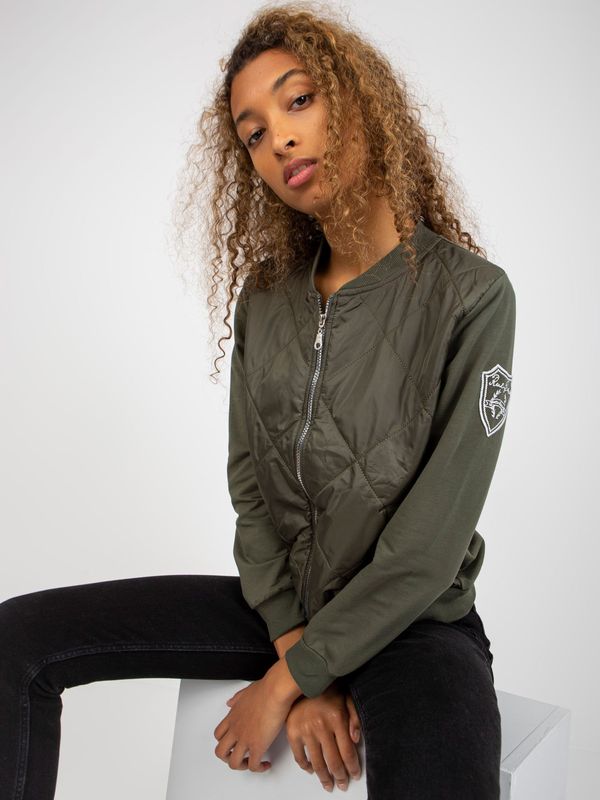 Fashionhunters RUE PARIS khaki quilted bomber sweatshirt with pockets