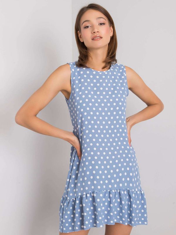 Fashionhunters RUE PARIS Lady's blue dress with polka dots