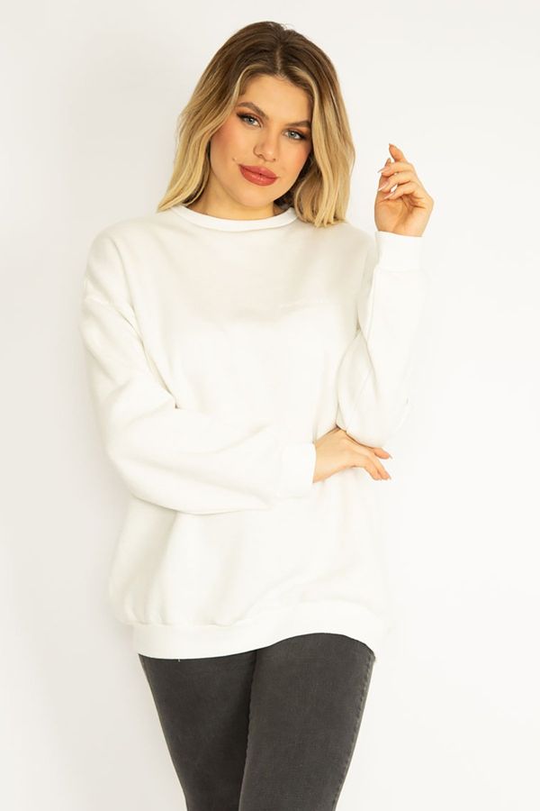 Şans Şans Women's Plus Size Cap 3 Thread Polar Fleece Sweatshirt