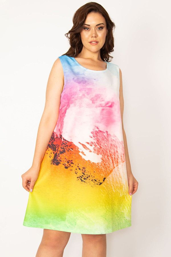 Şans Şans Women's Plus Size Colorful Tie Dye Pattern Dress