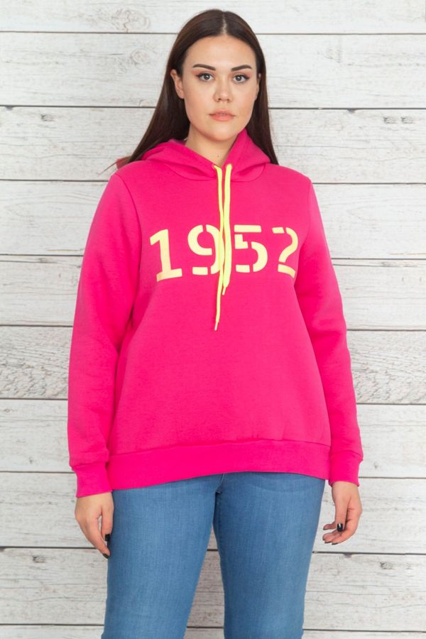 Şans Şans Women's Plus Size Fuchsia Hoodie & Rayon Sweatshirt