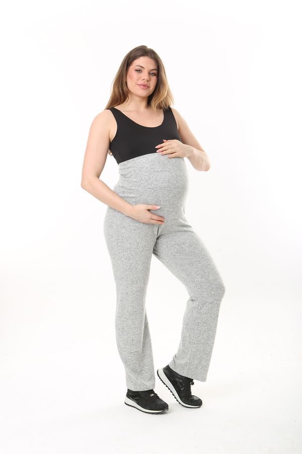 Şans Şans Women's Plus Size Gray Tube Cuff Maternity Trousers