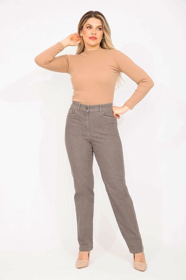 Şans Şans Women's Plus Size Mink Jeans with Front Pockets