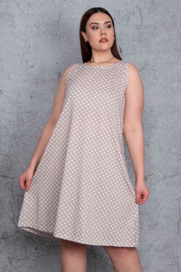 Şans Şans Women's Plus Size Mink Point Patterned Dress