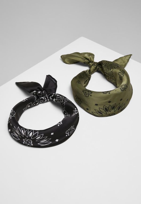 Urban Classics Accessoires Satin scarf 2-pack blk/olive