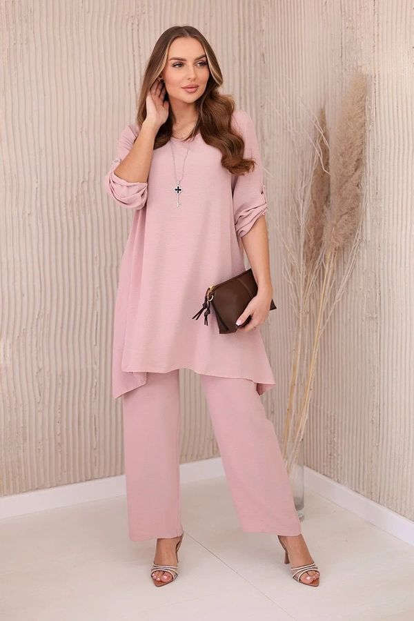 Kesi Set blouse + trousers with pendant powder pink