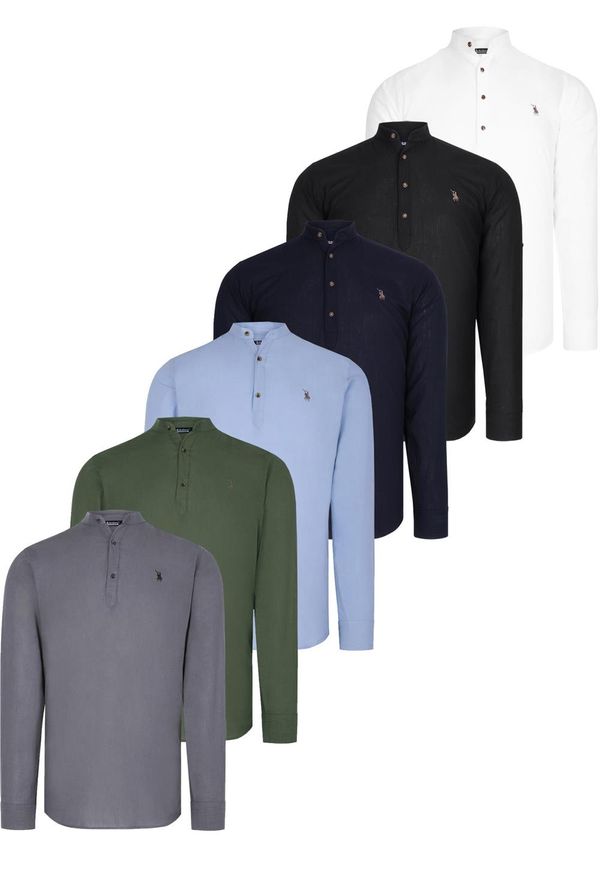 dewberry SET OF SIX G783 DEWBERRY JUDGE COLLAR SHIRT-BLACK-WHITE-BLUE-NAVY-ANTHRACITE-KHAKI