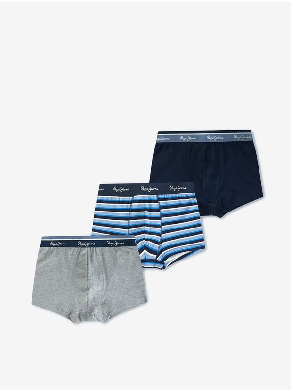 Pepe Jeans Set of three men's boxer shorts in grey and blue Pepe Jeans Judd - Men