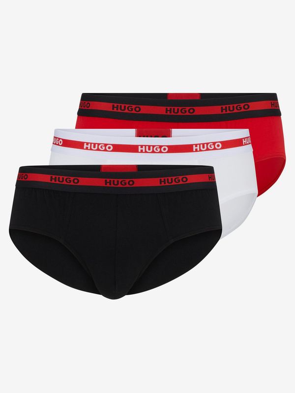 Hugo Set of three men's briefs in black, red and white HUGO