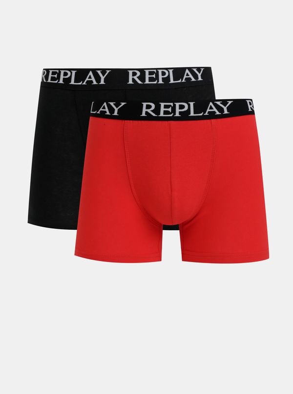 Replay Set of two boxers in black and red Replay - Men