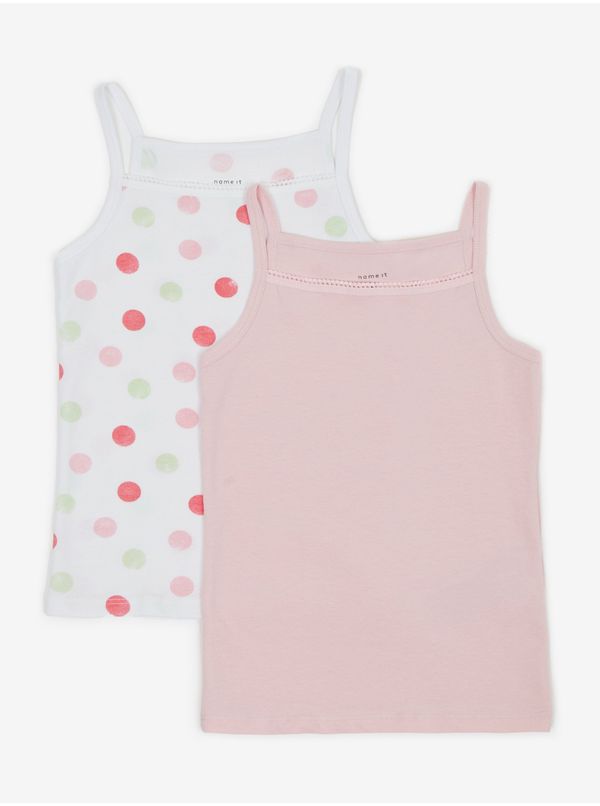 name it Set of two girls' tank tops in white and pink name it Dot - Girls