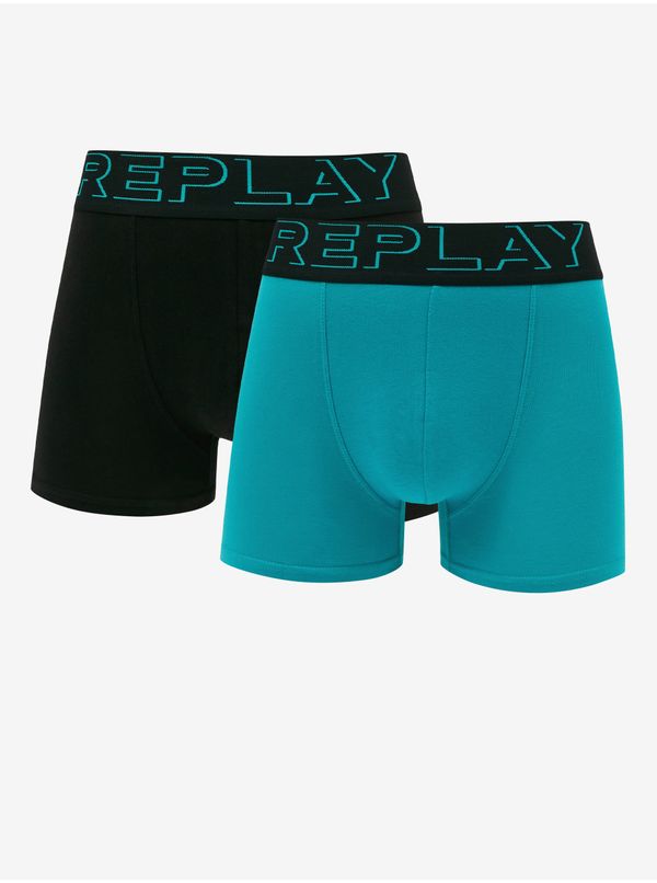 Replay Set of two men's boxers in black and turquoise Replay - Men