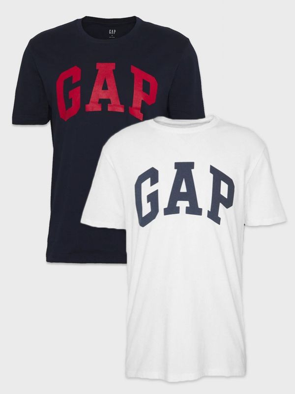 GAP Set of two men's T-shirts in white and blue GAP Logo Basic