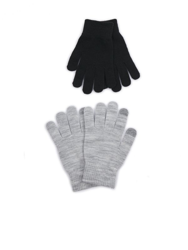 Orsay Set of two pairs of women's gloves in black and light gray ORSAY