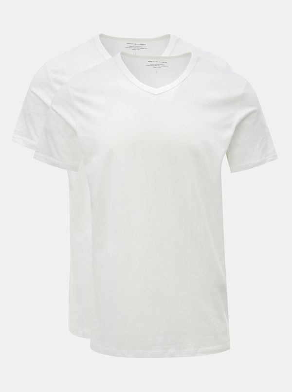 Jack & Jones Set of two white basic T-shirts with clamshell neckline Jack & Jones - Men